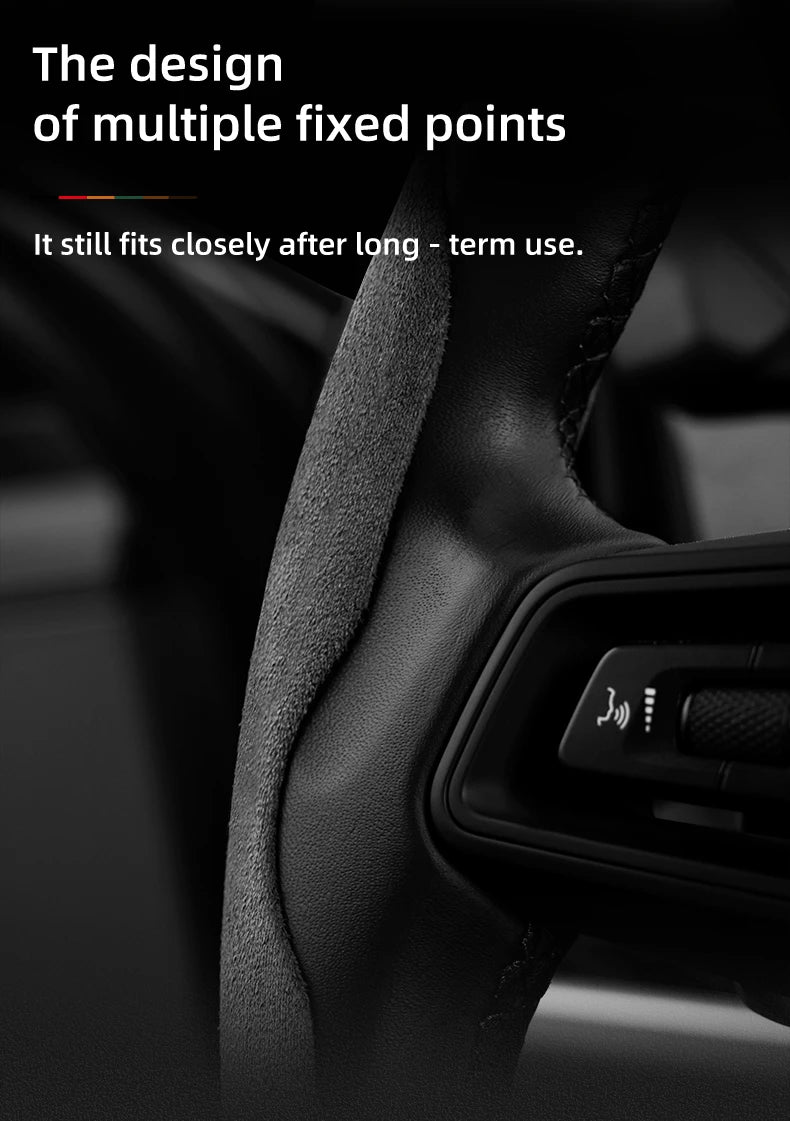 Suede Steering Wheel Cover – Anti-Slip Segmented Grip for Peugeot Vehicles