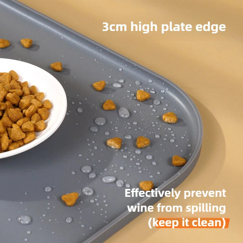Silicone Cat Feeding Mat – Non-Slip Waterproof Tray for Pet Food Bowls