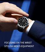 OLEVS Quartz Wristwatch – Leather Strap Classic Date for Men's Business