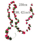 Artificial Silk Rose Vine – 2.5m Floral Garland for Wedding Arch Decoration