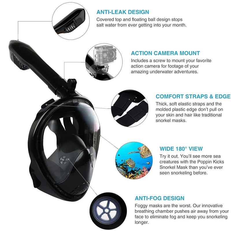 Full Face Snorkel Mask – Anti Fog Diving Gear for Adults and Kids