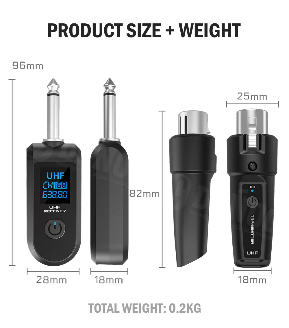 Wireless XLR Microphone System – Rechargeable Transmitter for PA Audio Mixer