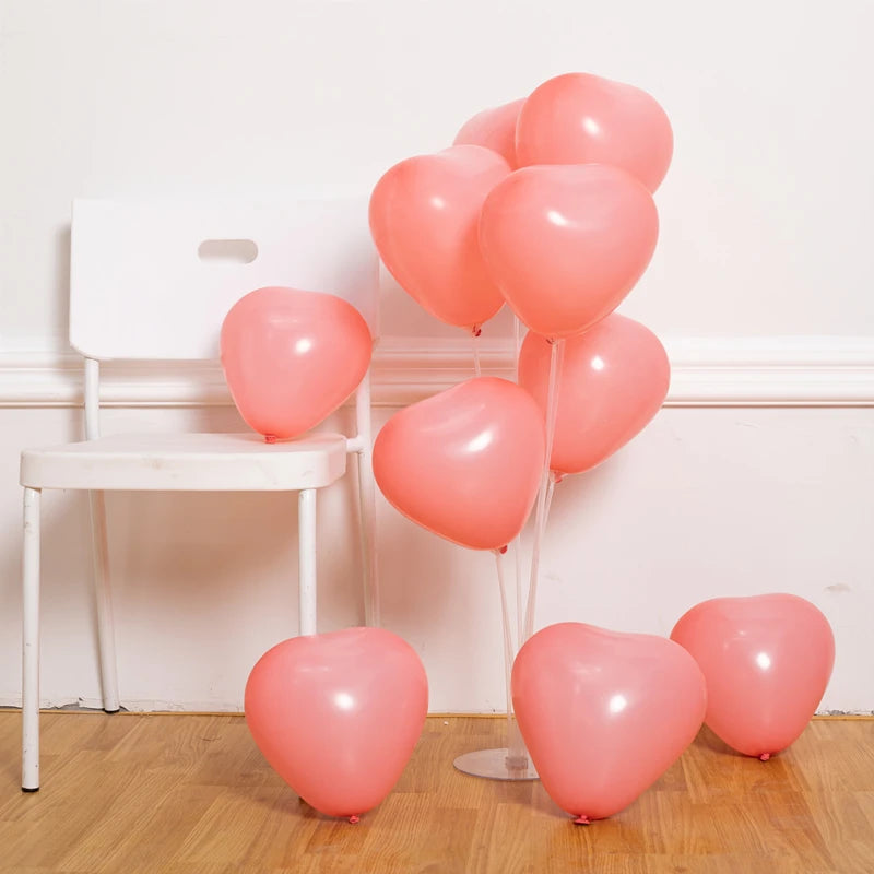 Red Heart Shaped Latex Balloons – 12 Inch Party Decorations for Weddings
