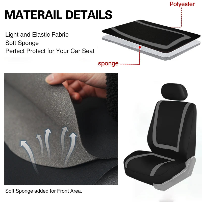 Universal Fabric Car Seat Covers – Breathable Polyester for Truck and SUV