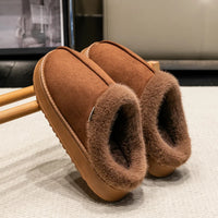 Fluffy Fur-Lined Slippers – Anti-Slip Thick Sole Winter Shoes for Indoor Home Use