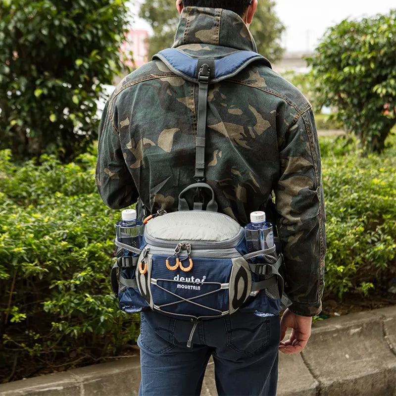 Multi-Pocket Fanny Pack – Water Bottle Holder for Outdoor Hiking and Cycling