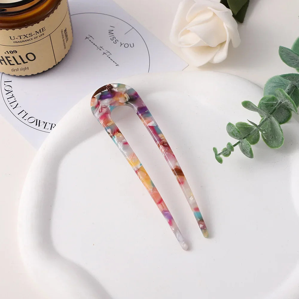 U-Shaped Hair Clip – Korean Style Acetate Accessory for Lazy Hairstyles