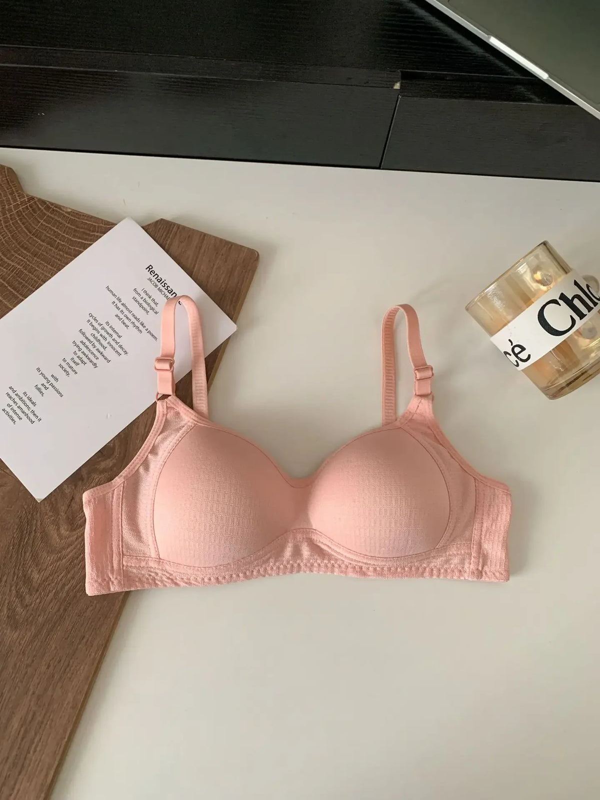 Seamless Cotton Wireless Bra – Breathable Gathered Underwear for Daily Comfort