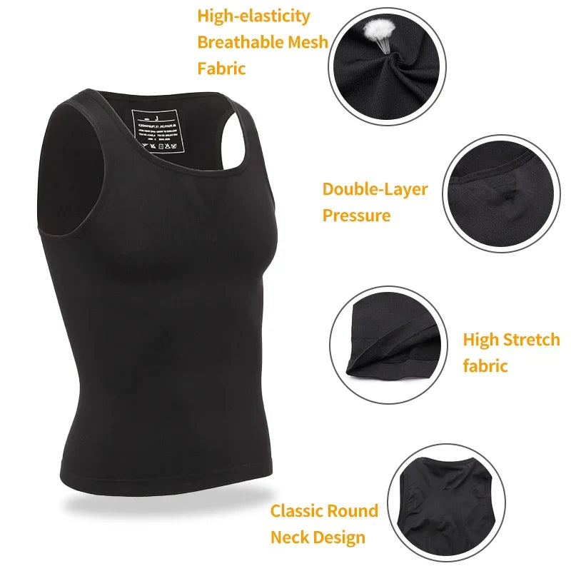 Compression Tank Top – Abdomen Slimming Body Shaper for Gynecomastia Support