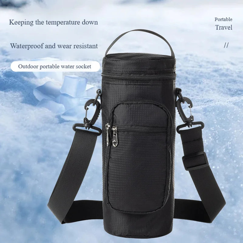 Insulated Oxford Water Bottle Bag – 1L/2L Pouch for Hiking and Summer Travel