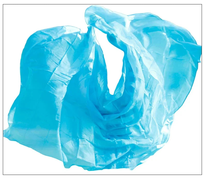 100% Silk Belly Dance Veil – Lightweight Hand Scarf for Performance Props