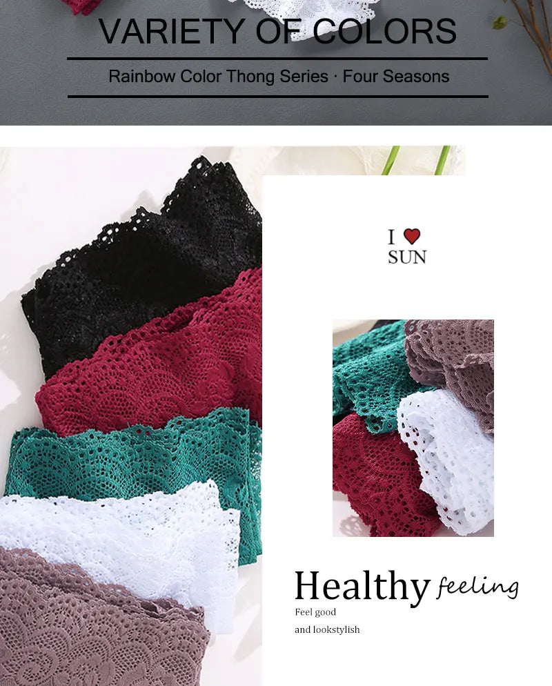 Floral Lace Panties – Sexy V-Waist Breathable Underwear for Women