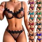 Lace Mesh Lingerie Set – See-through Floral Embroidery for Romantic Evenings