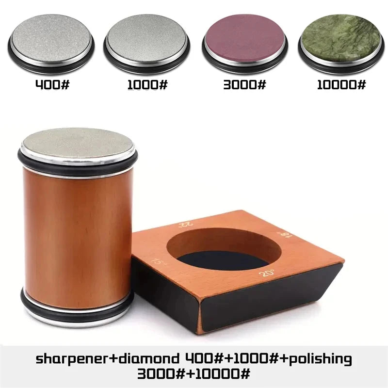 Rolling Knife Sharpener – Diamond Whetstone Kit for Straight Edge Blades