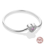 925 Sterling Silver Charm Bracelet – Adjustable Green Zircon for Birthday Gifts