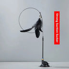 Feather Cat Teaser Wand – Suction Cup Interactive Toy for Indoor Exercise