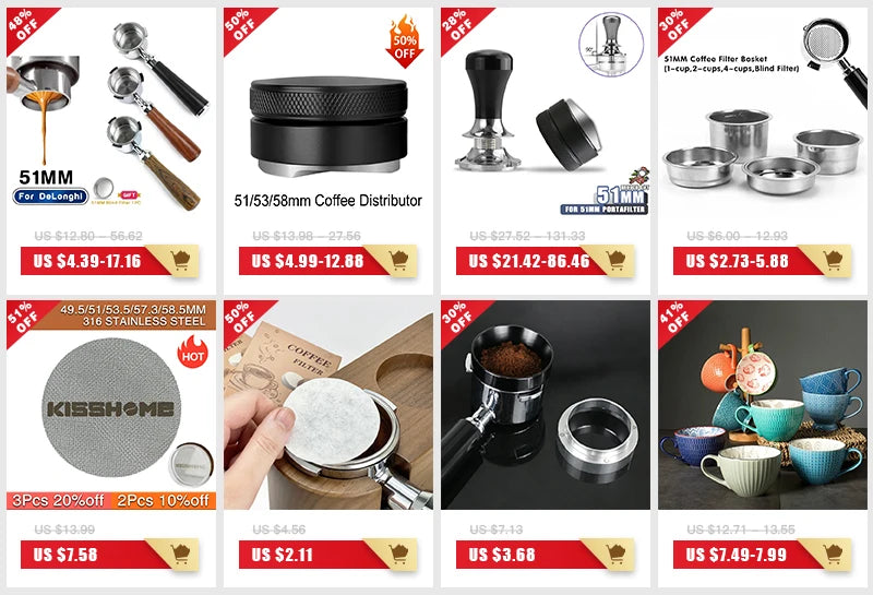 51mm Bottomless Portafilter – Stainless Steel Espresso Filter for Delonghi