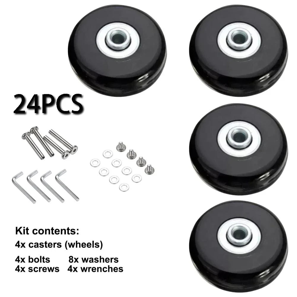 Silent Rubber Luggage Wheels – Durable Travel Bag Replacement for Repair