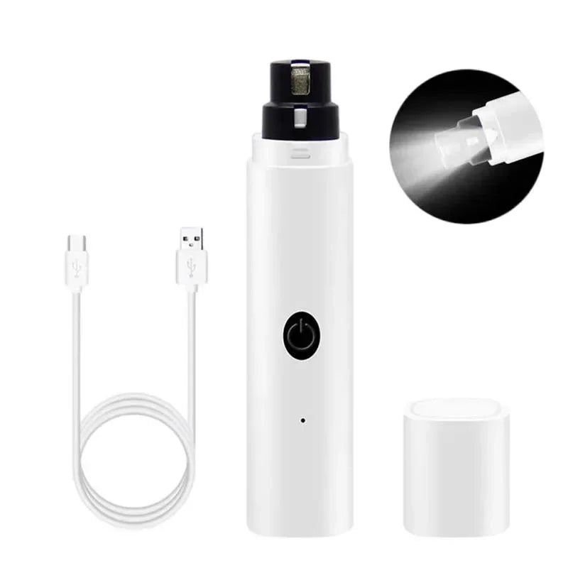 Electric Pet Nail Grinder – USB Rechargeable LED Grooming Tool for Cats and Dogs