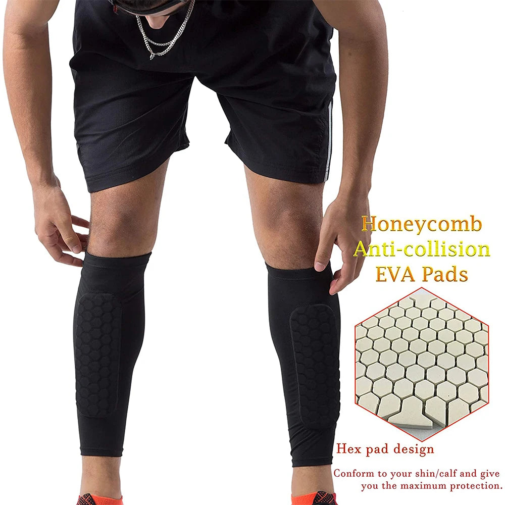 Honeycomb Soccer Shin Guards – Compression Calf Sleeves for Kids and Adults