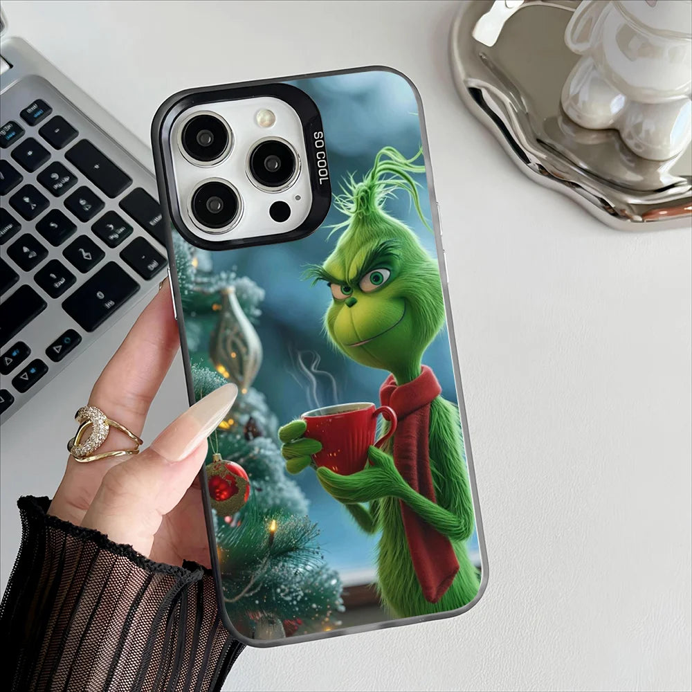 Grinch Christmas Phone Case – Plated Protective Cover for iPhone 11-16 Pro