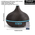 Wood Grain Aroma Diffuser – 550ml USB Humidifier for Home Relaxation
