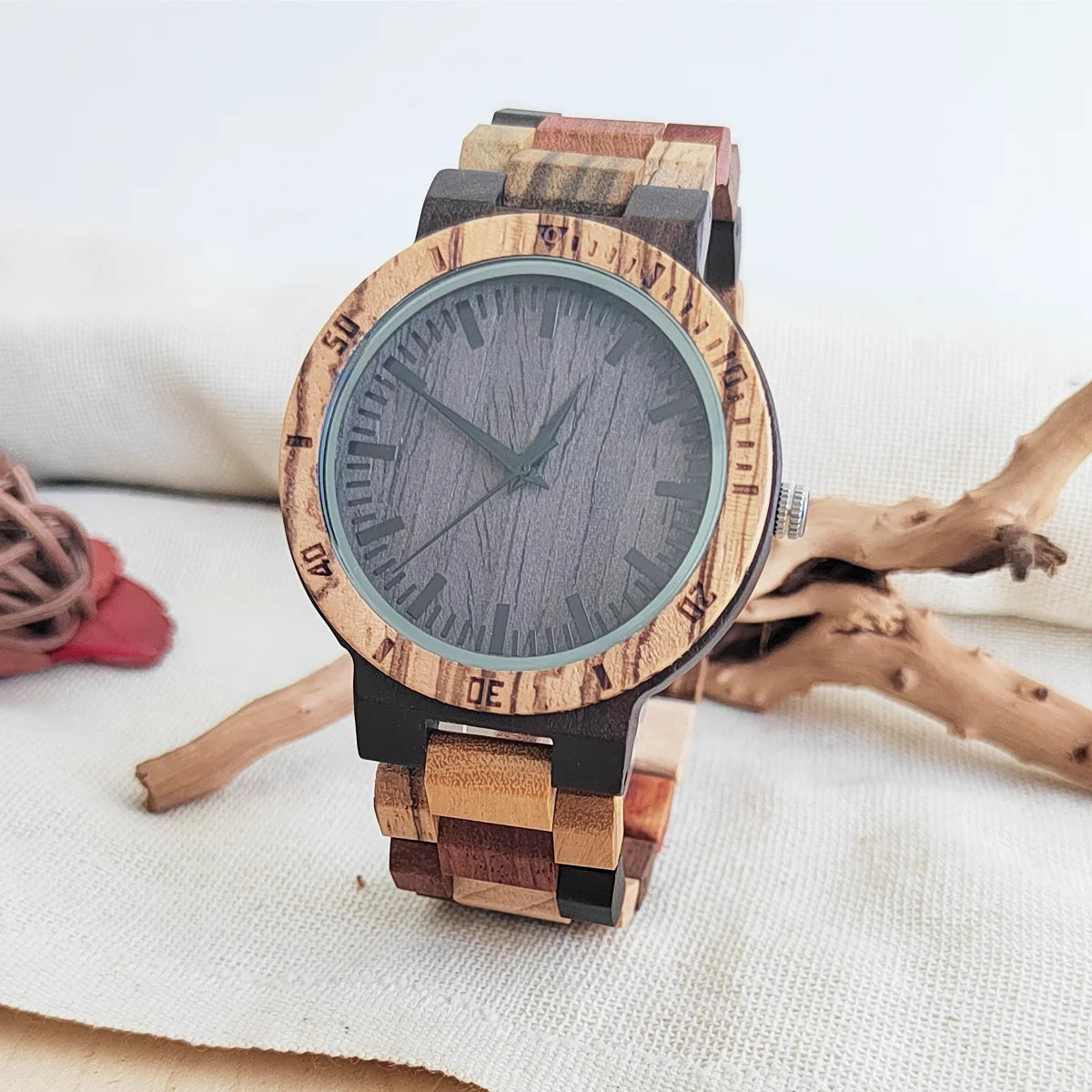 Vintage Wooden Wristwatch – Personalized Leather Strap for Birthday Gift