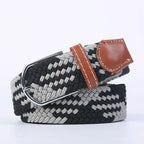 Woven Elastic Canvas Belt – Stretch Braided Buckle Strap for Casual Jeans
