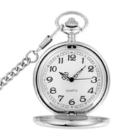 Silver Quartz Pocket Watch – Stainless Steel Pendant for Men and Women
