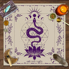 Snake Floral Tarot Tablecloth – Astrology Altar Decor for Divination Rituals
