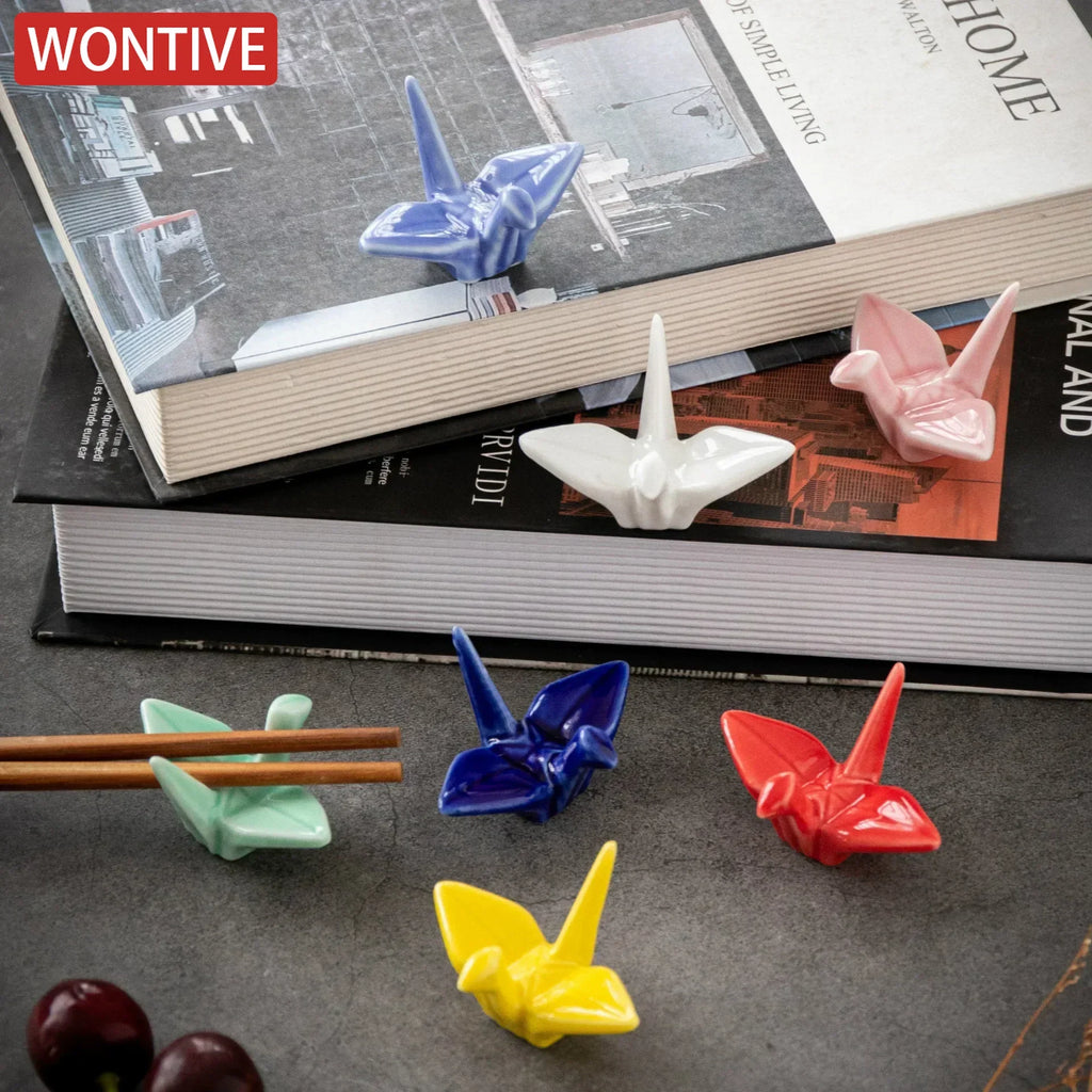 Japanese Ceramic Crane Holder – Decorative Rest for Incense or Chopsticks
