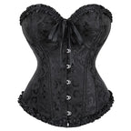 Victorian Jacquard Corset Top – Lace Up Gothic Bustier for Cosplay