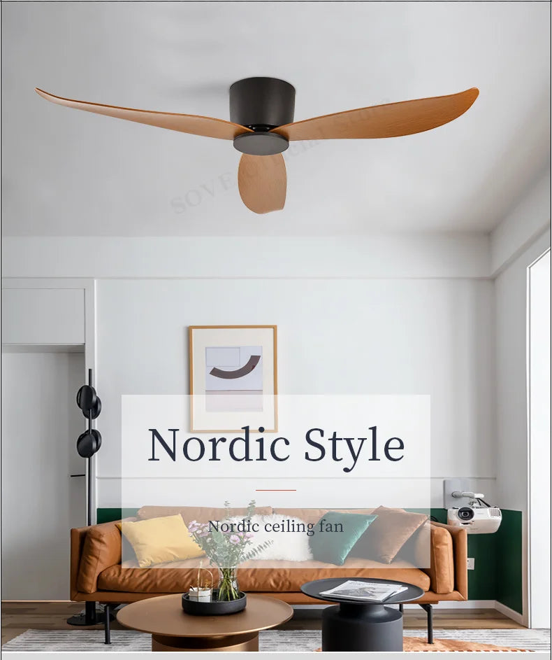 Modern DC Motor Ceiling Fan – Low Profile Minimalist for Home Decor
