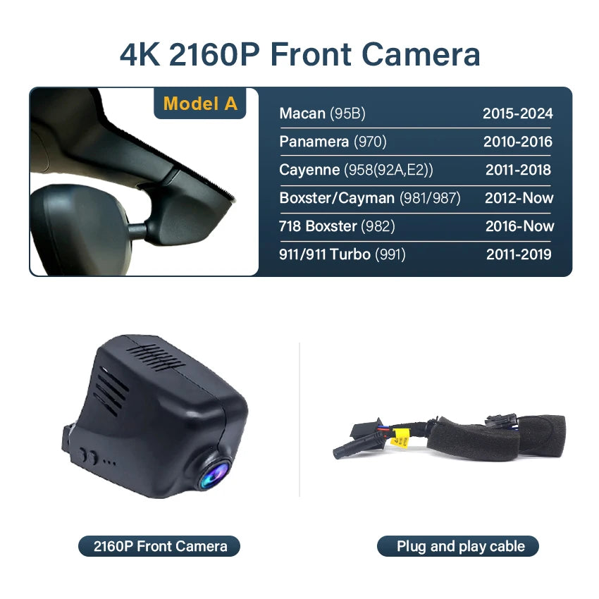 4K WiFi Dash Cam – Plug and Play Video Recorder for Porsche Models