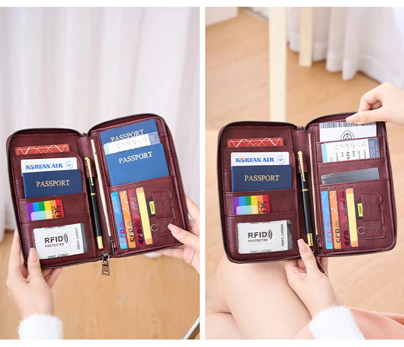 RFID Leather Passport Wallet – Anti-Theft Card Holder for Travel