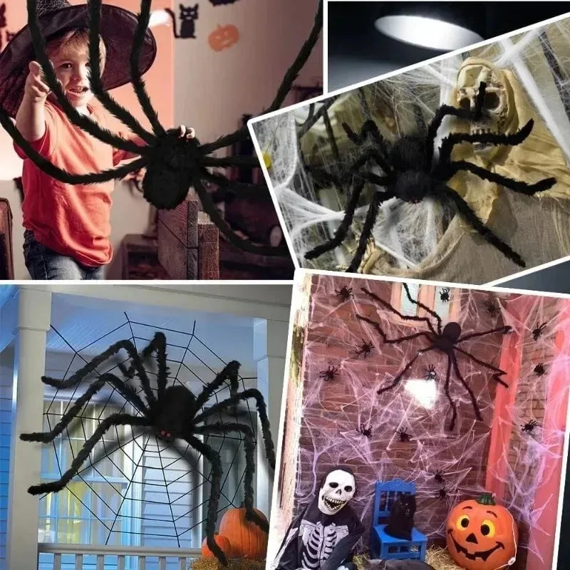 Giant Plush Spider Decoration – 30-200cm Horror Prop for Halloween Party