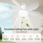 Silent Ceiling Fan Light – Remote Controlled E27 Lamp for Bedroom Living Room