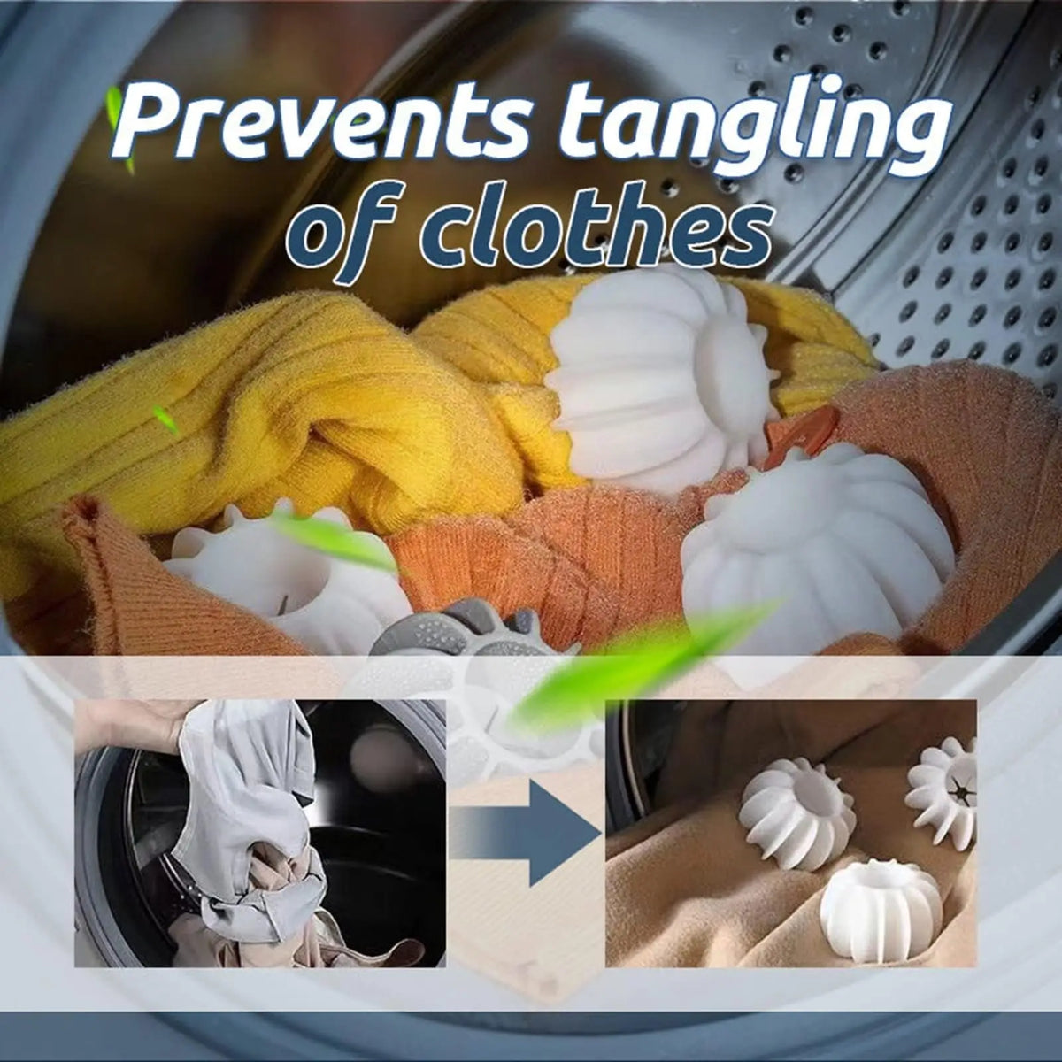 Reusable Silicone Dryer Balls – Anti-Tangle Laundry Wash Accessories