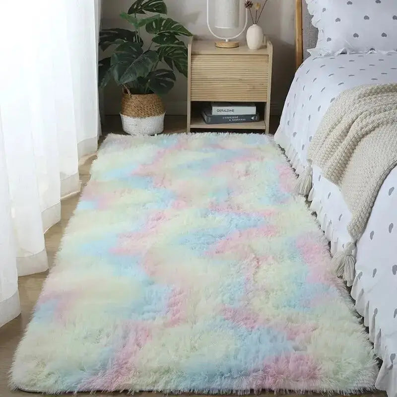 Silk Wool Shaggy Area Rug – Non-Slip Soft Plush Mat for Bedroom Decor