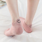 Embroidered Smiley Face Ankle Socks – Breathable Cotton for Casual Comfort