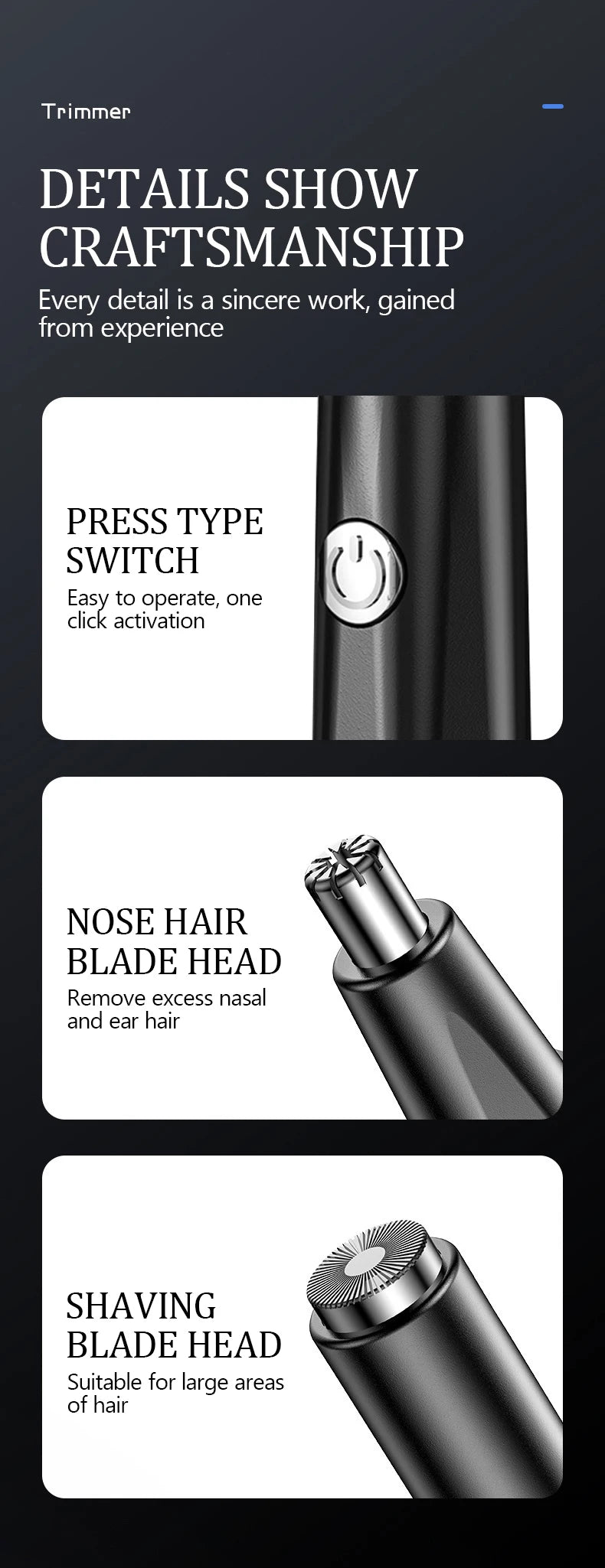 Electric Nose Hair Trimmer – Rechargeable Grooming Tool for Men