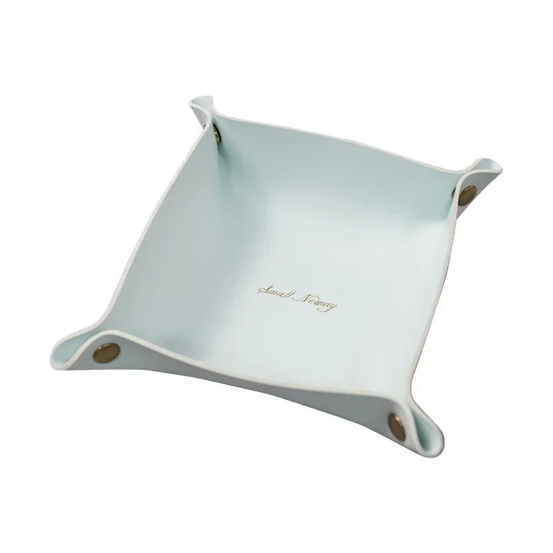 Folding Leather Storage Tray – Nordic Desktop Organizer for Jewelry and Keys