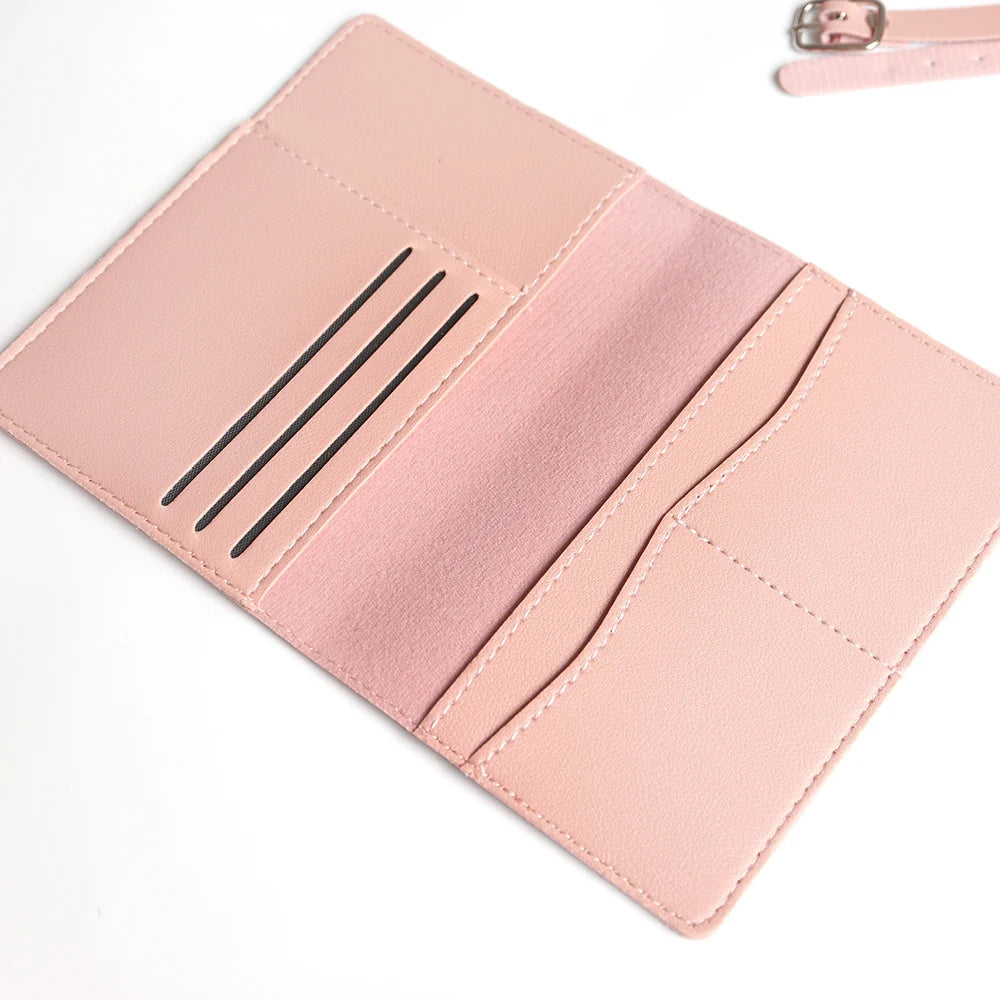 Custom Name Passport Cover Set – Personalized Leather Luggage Tag for Travel