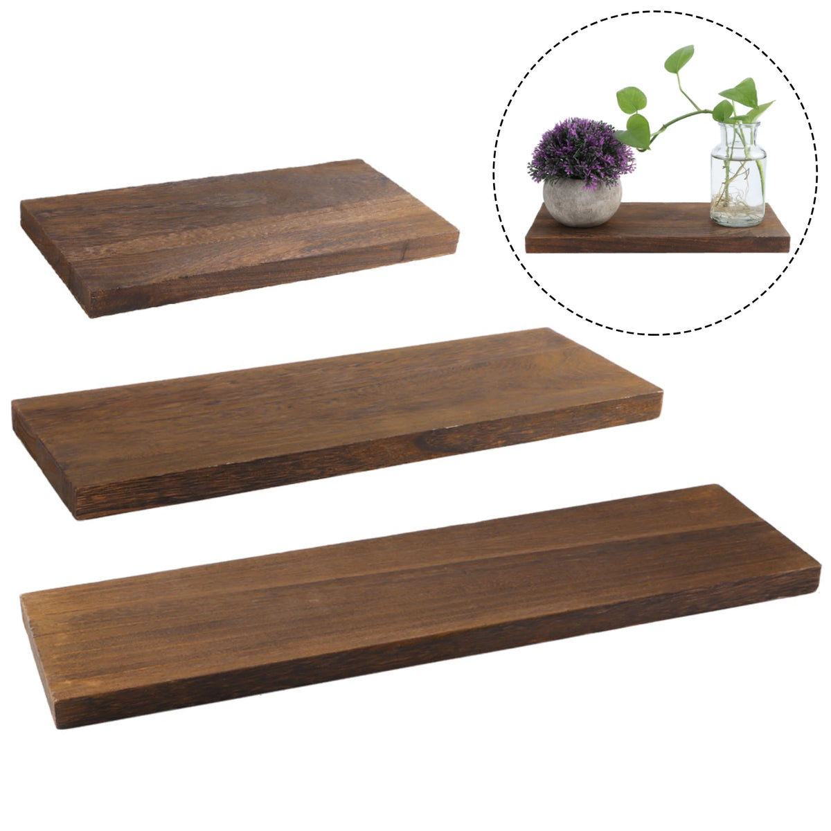 Wall Mounted Floating Wood Shelf – Single Layer Display for Home Decor