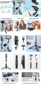 42-Inch Selfie Stick Tripod – Extendable Bluetooth Mount for Travel Vlogging