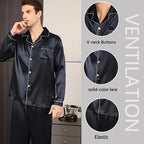 Silk Long Sleeve Pyjama Set – Plus Size Sleepwear for Men