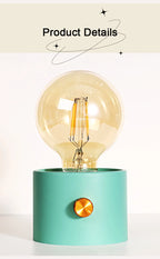 Retro LED Battery Powered Bulb Lamp – Portable Desktop Light for Bedroom Decor