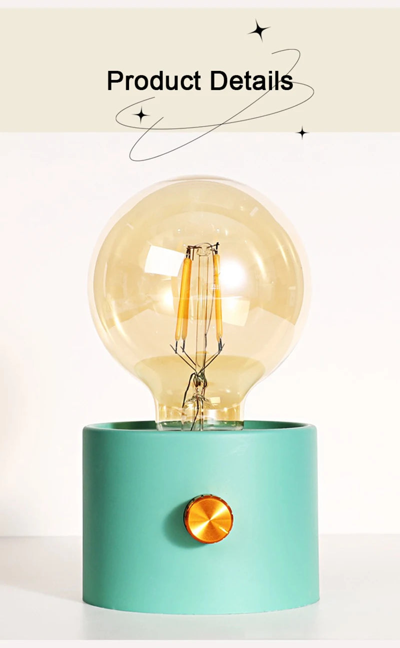 Retro LED Battery Powered Bulb Lamp – Portable Desktop Light for Bedroom Decor