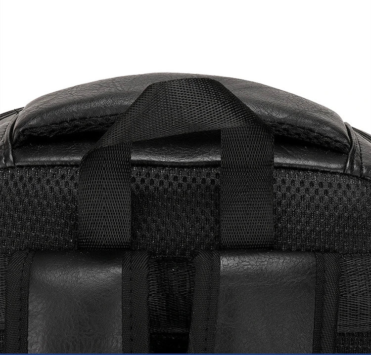 PU Leather USB Charging Laptop Backpack – Large Travel Bag for Men and Students