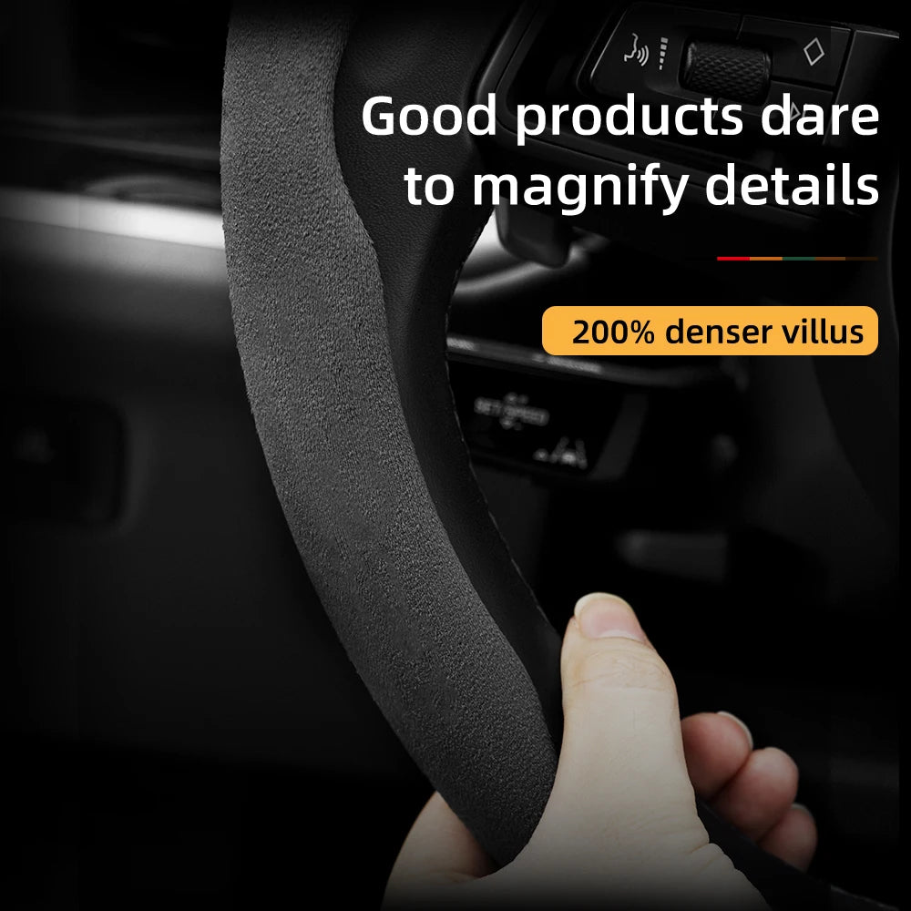 Suede Steering Wheel Cover – Anti-Slip Segmented Grip for Peugeot Vehicles